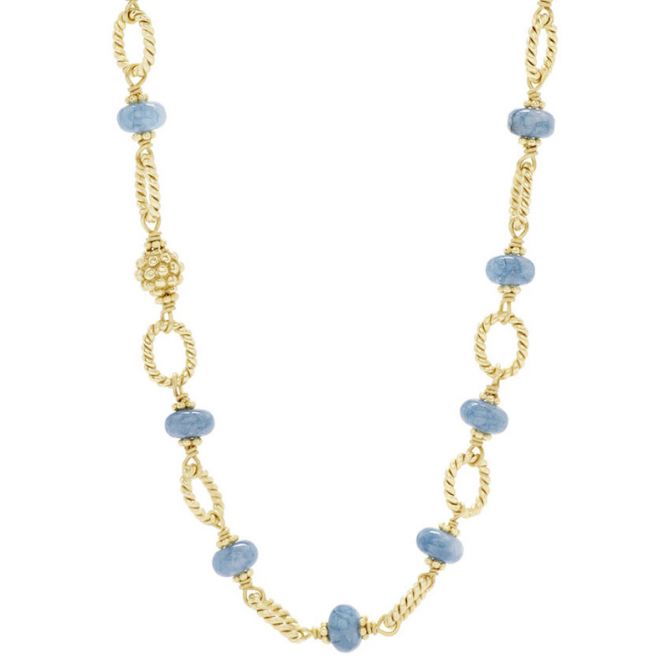 Capucine De Wulf Berry and Bead 24" Chain Necklace, Ocean Jade