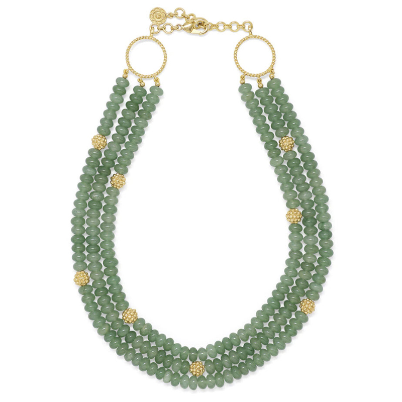 DOTTY sage green ribbon pearl necklace