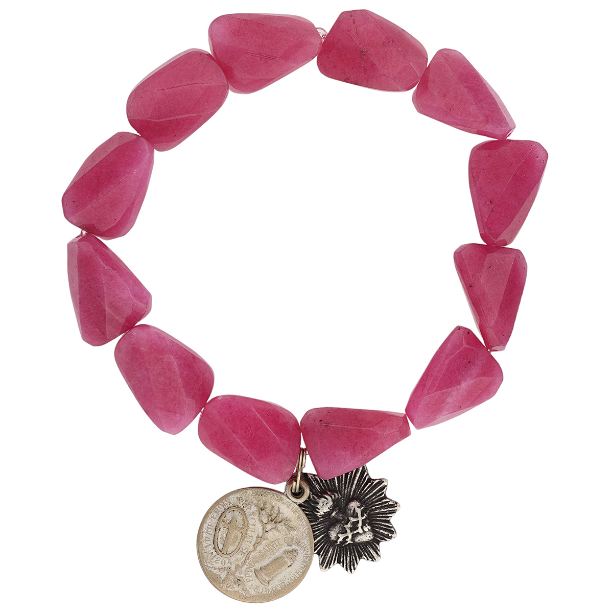 Miracle Icons by Mary Jo Pane Pink Quartz Chunk Bracelet, 12mm