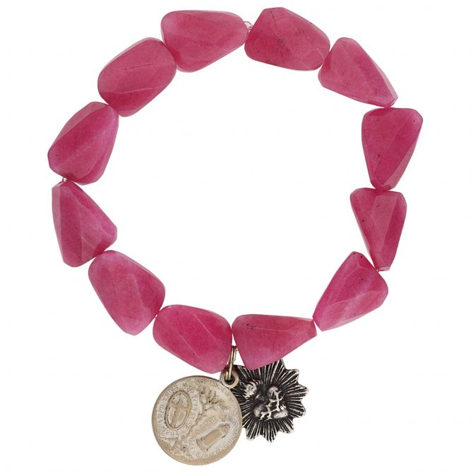 Miracle Icons by Mary Jo Pane Pink Quartz Chunk Bracelet, 12mm