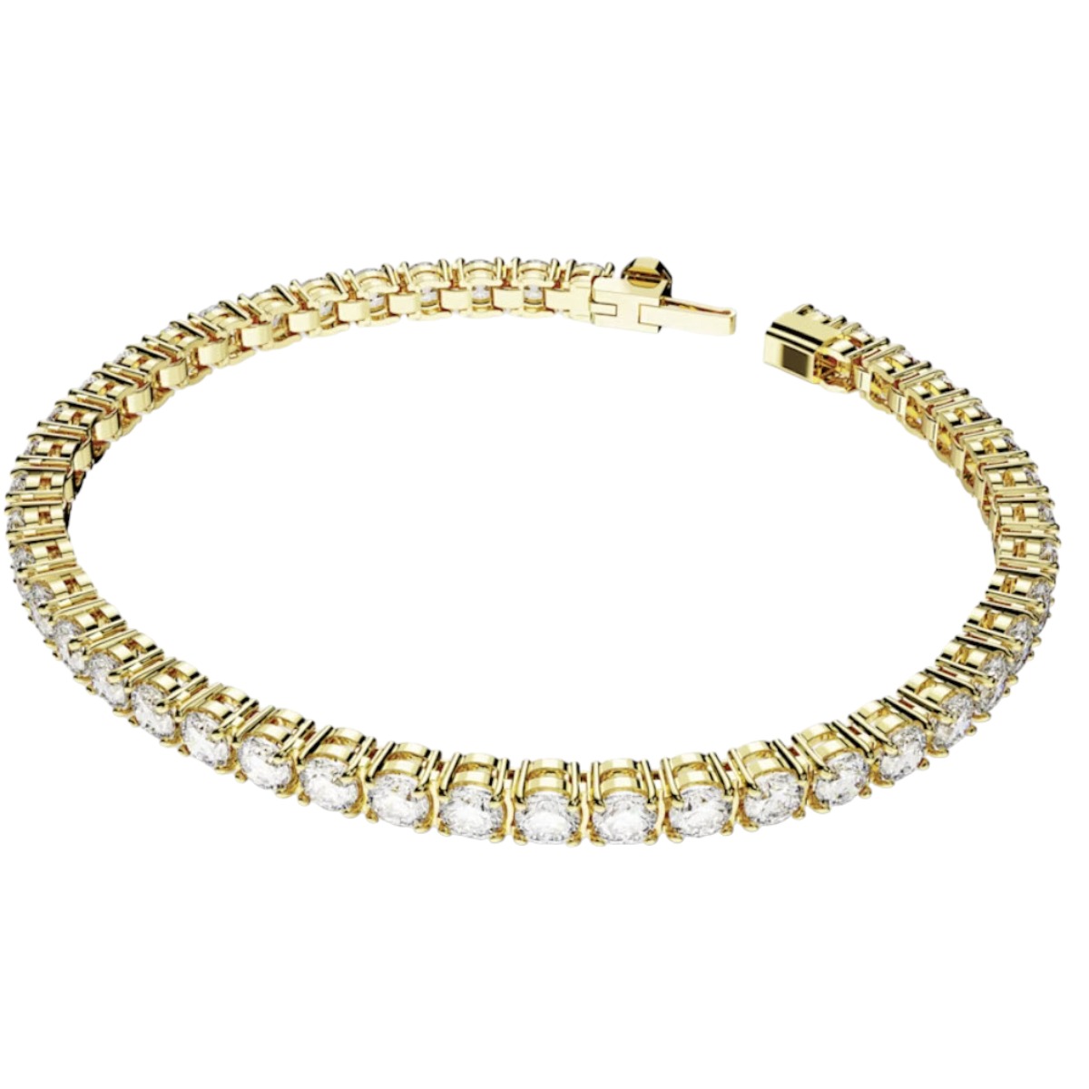 Swarovski Matrix Round Cut Tennis Bracelet, White and Gold Tone Plated