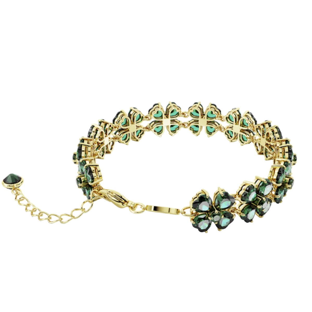 Swarovski Idyllia Mixed Cuts Multiple Clover Bracelet, Green and Gold Tone Plated