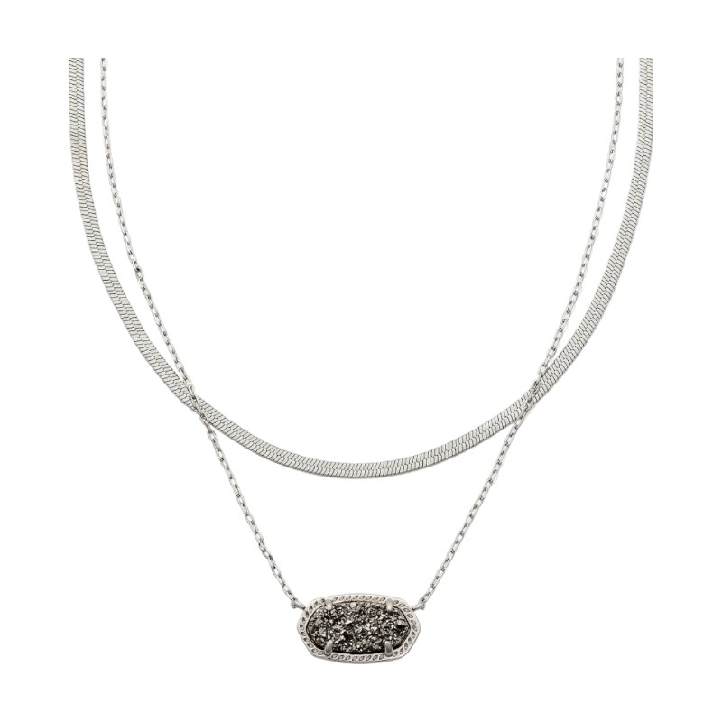 Kendra Scott Elisa Herringbone Silver Multi Strand Necklace in Platinum Drusy
