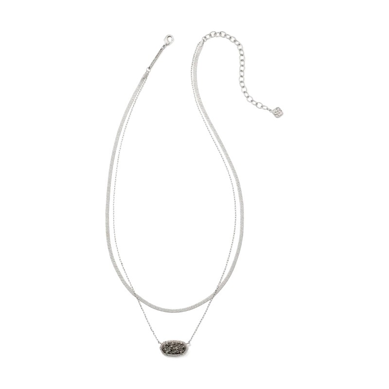 Kendra Scott Elisa Herringbone Silver Multi Strand Necklace in Platinum Drusy