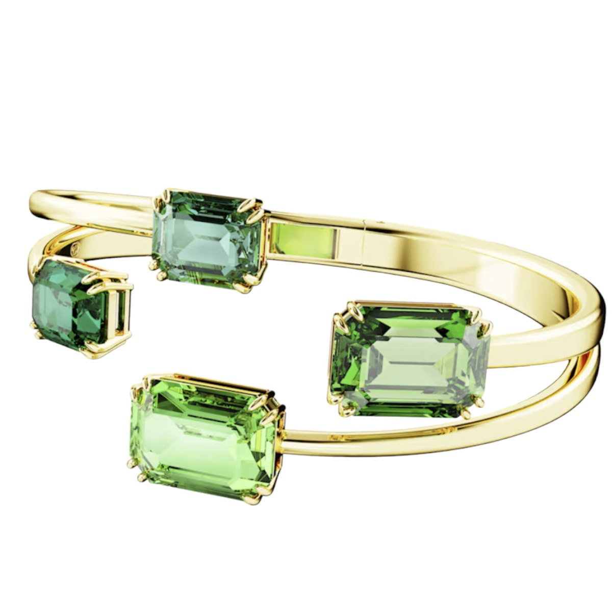 Swarovski Millenia Octagon Cut Green and Gold Tone Plated Bangle, Medium
