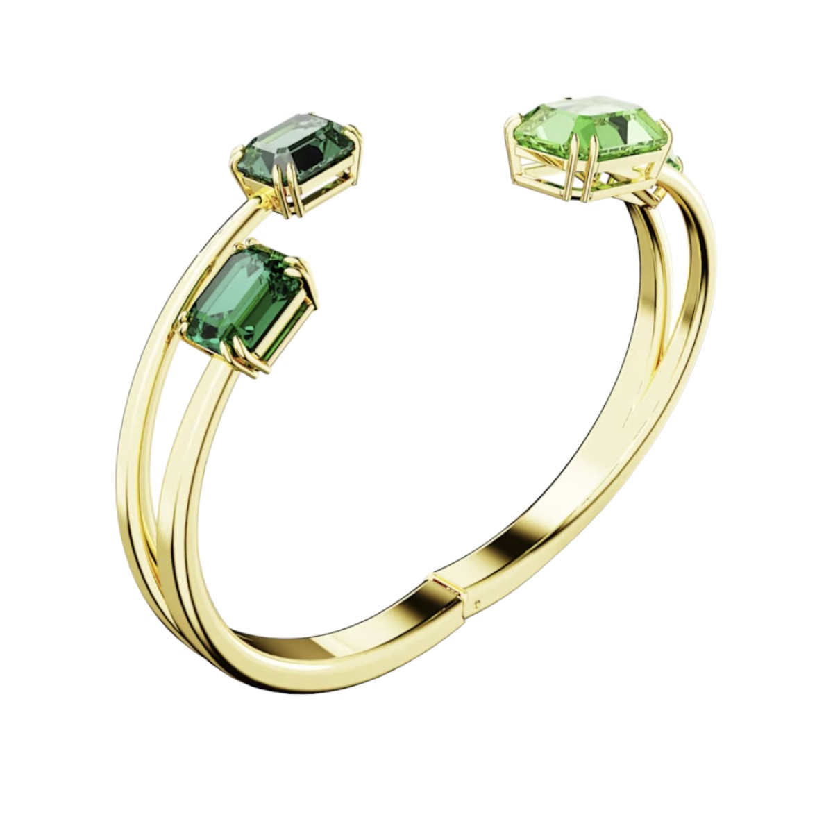 Swarovski Millenia Octagon Cut Green and Gold Tone Plated Bangle, Medium