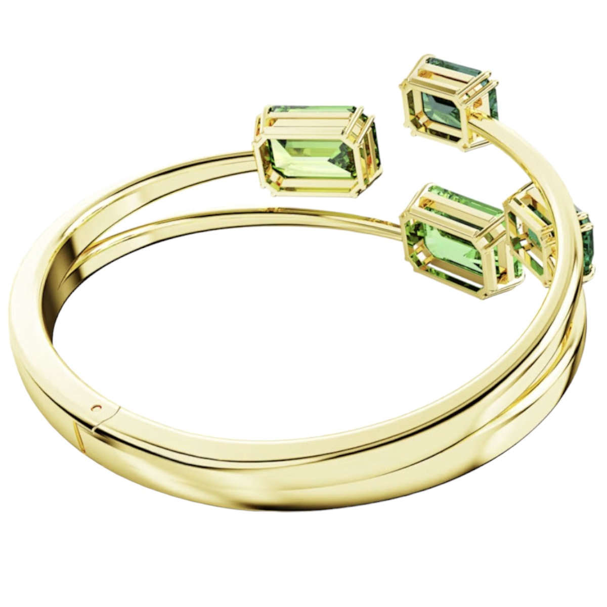 Swarovski Millenia Octagon Cut Green and Gold Tone Plated Bangle, Medium