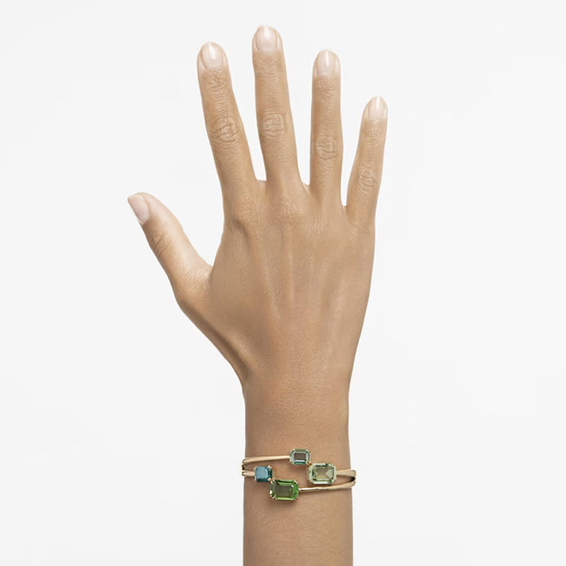 Swarovski Millenia Octagon Cut Green and Gold Tone Plated Bangle, Medium