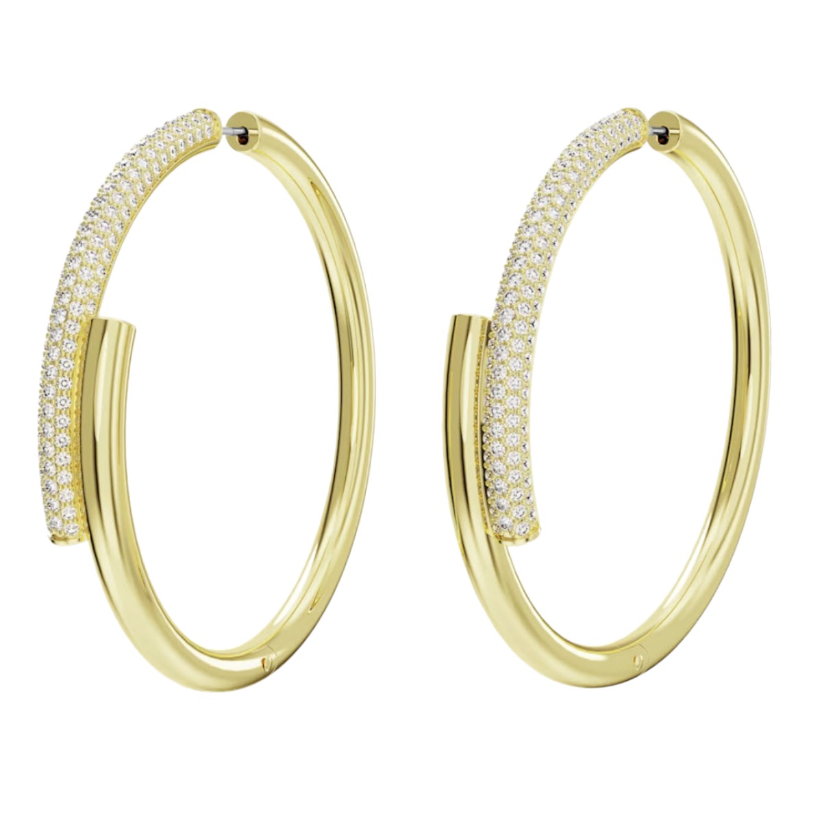 Swarovski Dextera Hoop Earrings, White and Gold Tone Plated