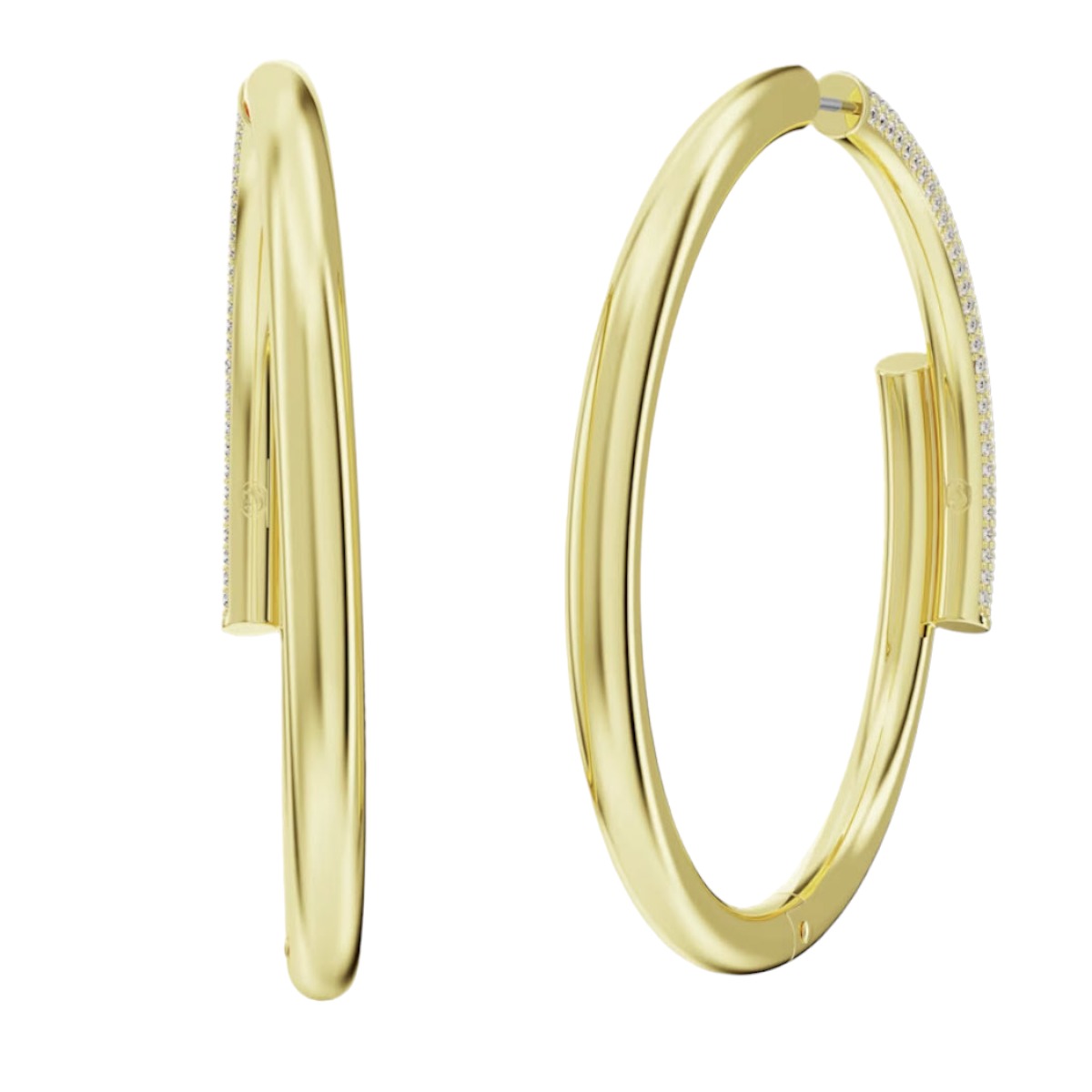 Swarovski Dextera Hoop Earrings, White and Gold Tone Plated
