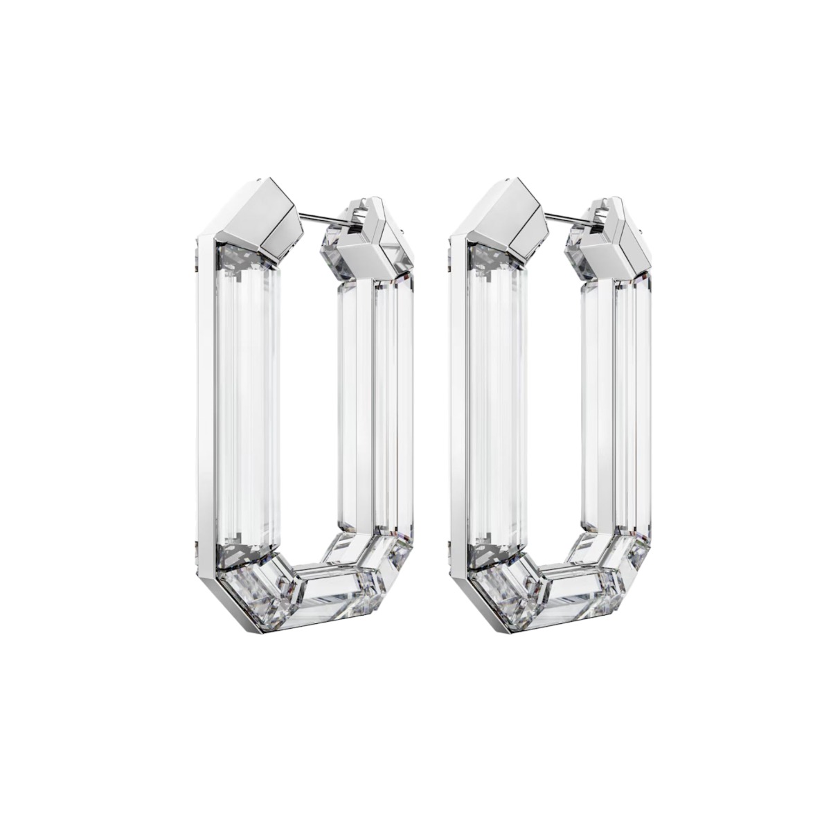 Swarovski Lucent Statement Octagonal Hoop Earrings, White