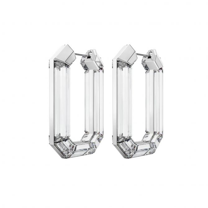 Swarovski Lucent Statement Octagonal Hoop Earrings, White 