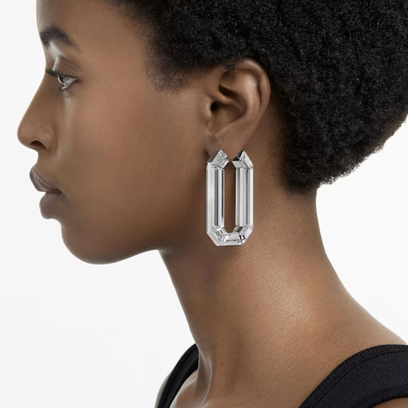 Swarovski Lucent Statement Octagonal Hoop Earrings, White