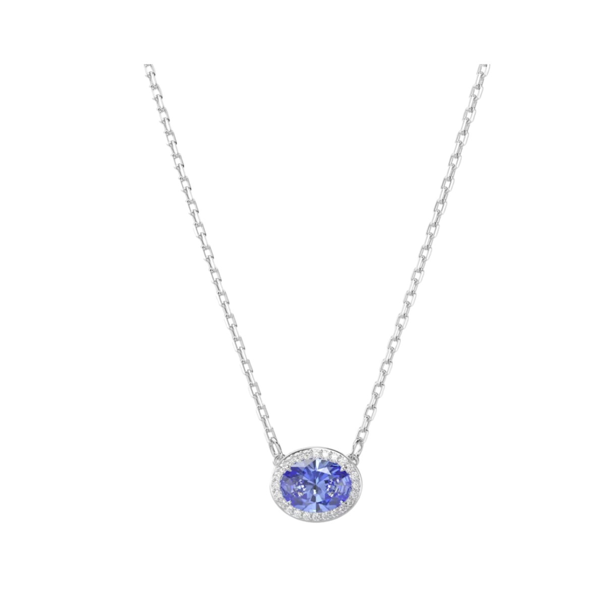 Swarovski Constella Oval Cut Necklace, Blue and Rhodium Plated