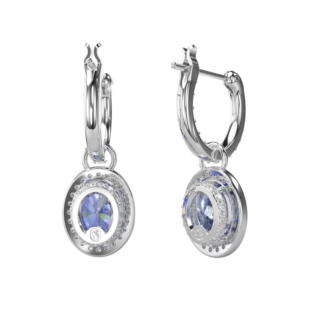 Swarovski Constella Oval Cut Drop Earrings, Blue and Rhodium Plated