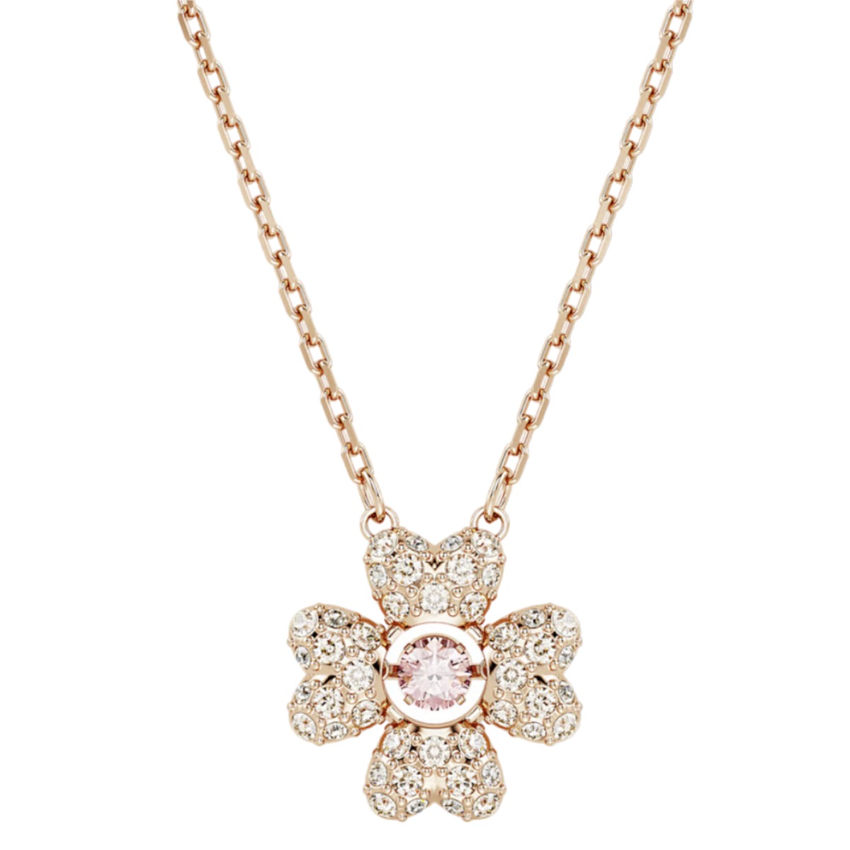 Swarovski Idyllia Clover Pendant, White and Rose Gold Tone Plated