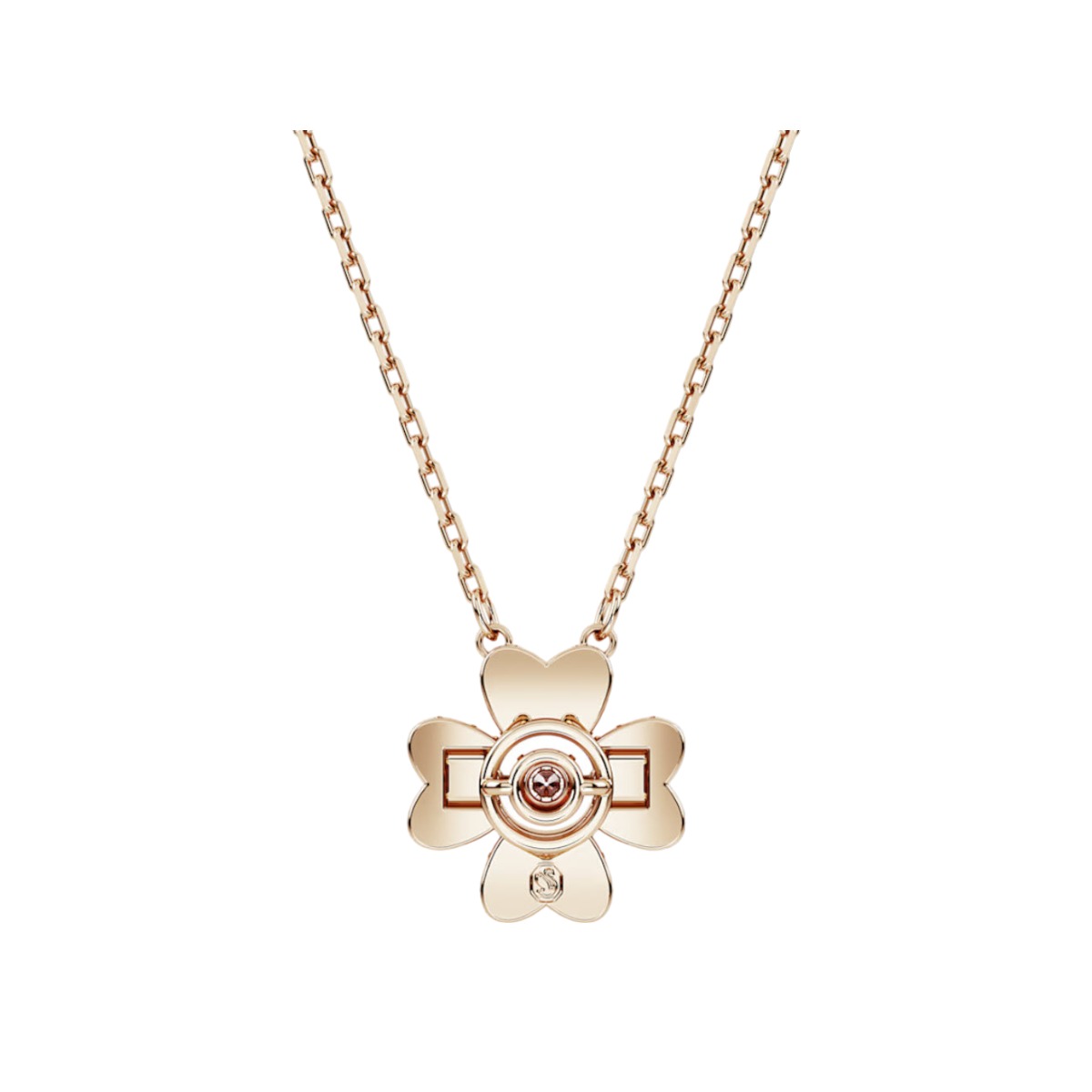 Swarovski Idyllia Clover Pendant, White and Rose Gold Tone Plated