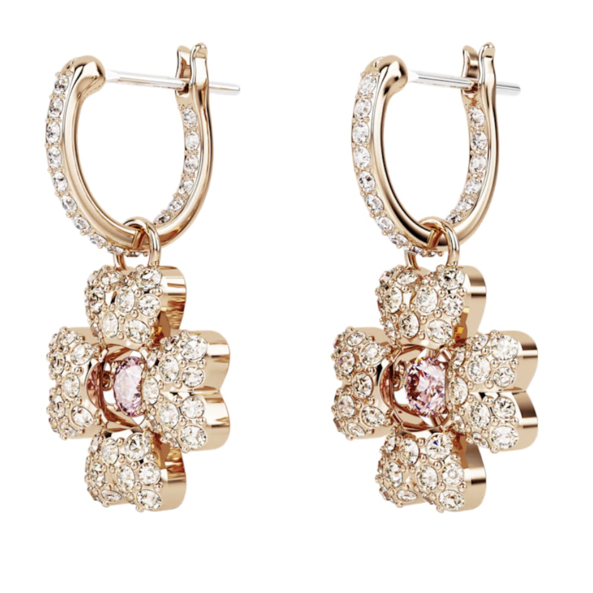 Swarovski Idyllia Clover Drop Earrings, White and Rose Gold Tone Plated