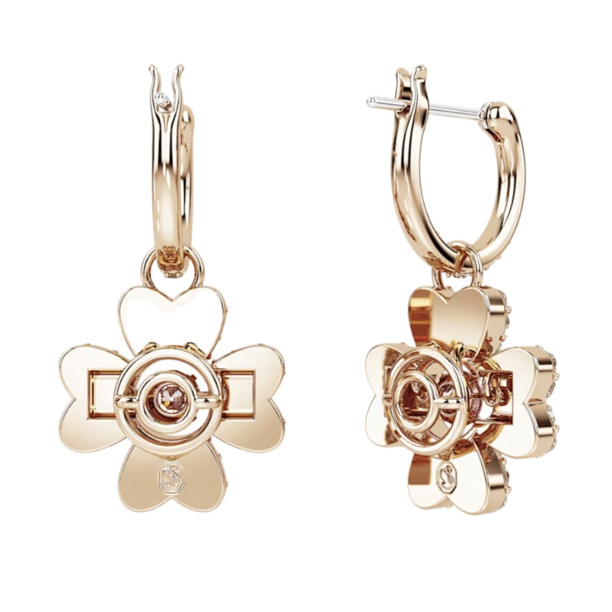 Swarovski Idyllia Clover Drop Earrings, White and Rose Gold Tone Plated