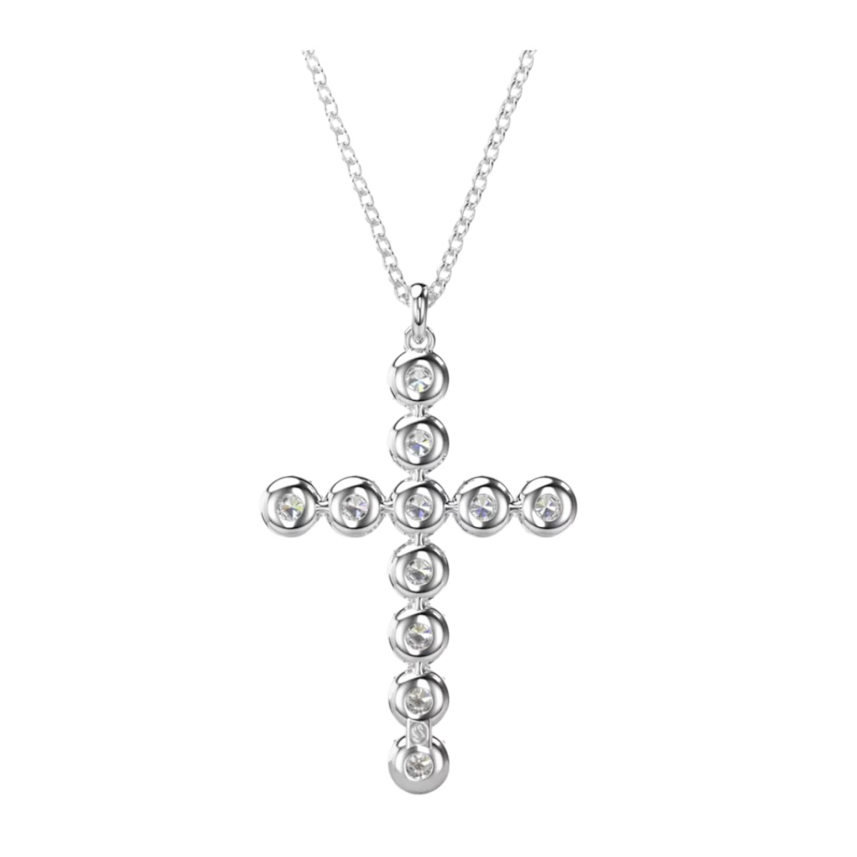 Swarovski Insigne Mixed Cuts Cross Pendant, White and Rhodium Plated