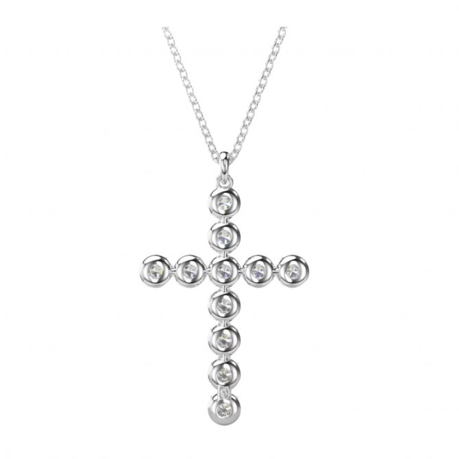Swarovski Insigne Mixed Cuts Cross Pendant, White and Rhodium
