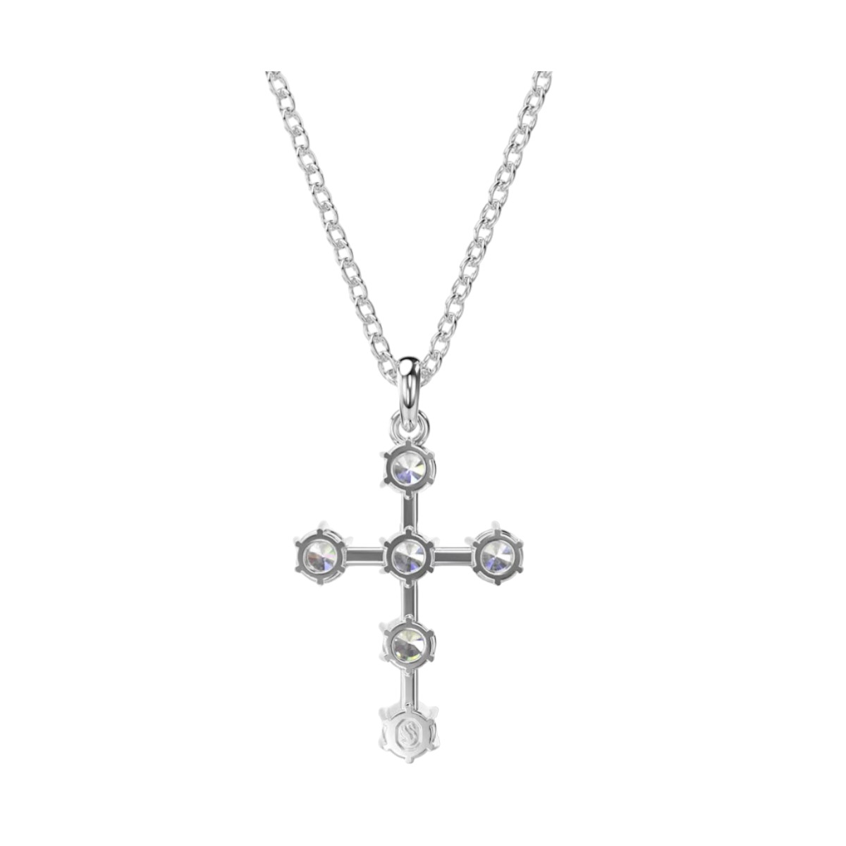 Swarovski Insigne Round Cut Cross Pendant, White and Rhodium Plated