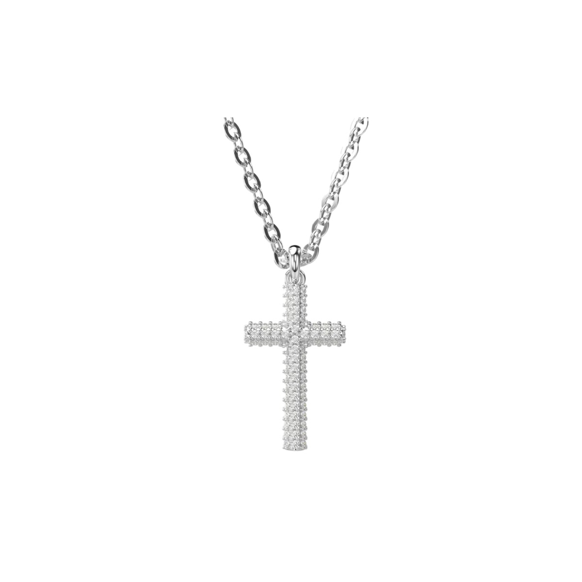 Swarovski Insigne Pave Cross Pendant, White and Rhodium Plated