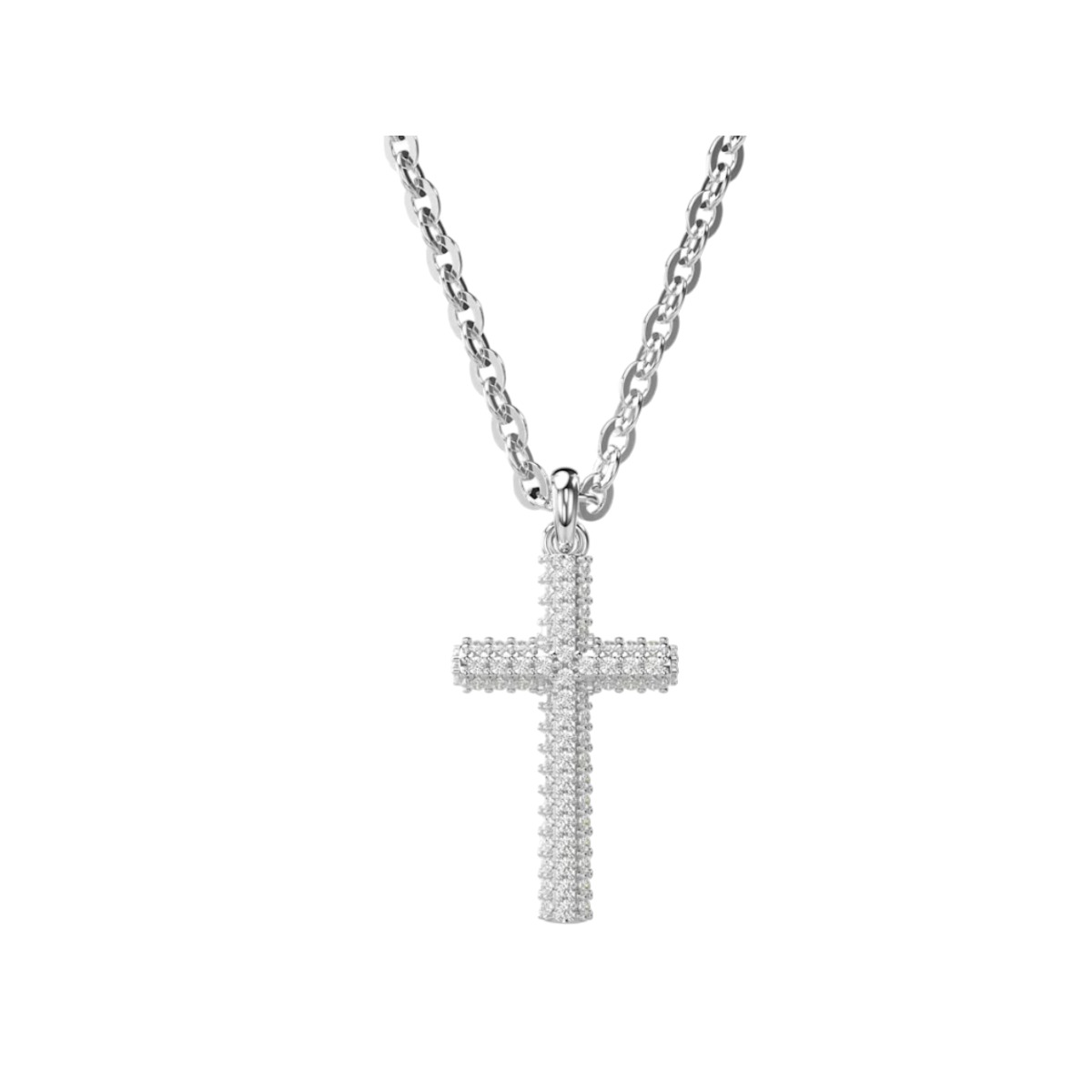 Swarovski Insigne Pave Cross Pendant, White and Rhodium Plated