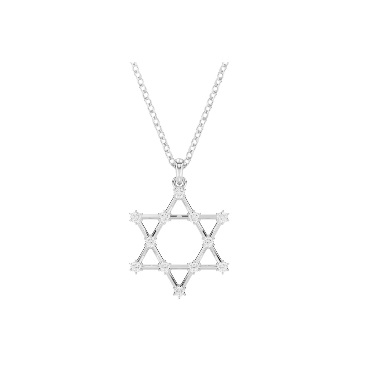 Swarovski Insigne Round Cut Star Pendant, White and Rhodium Plated