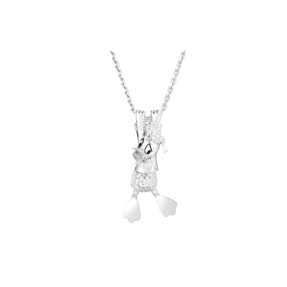 Swarovski Disney Standing Donald Duck Pendant, White and Rhodium Plated