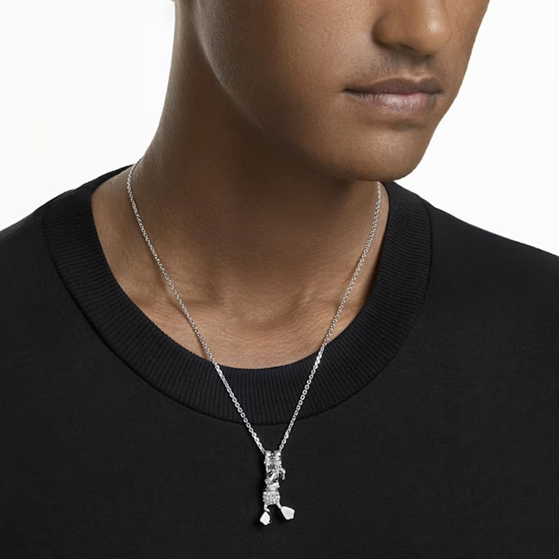 Swarovski Disney Standing Donald Duck Pendant, White and Rhodium Plated