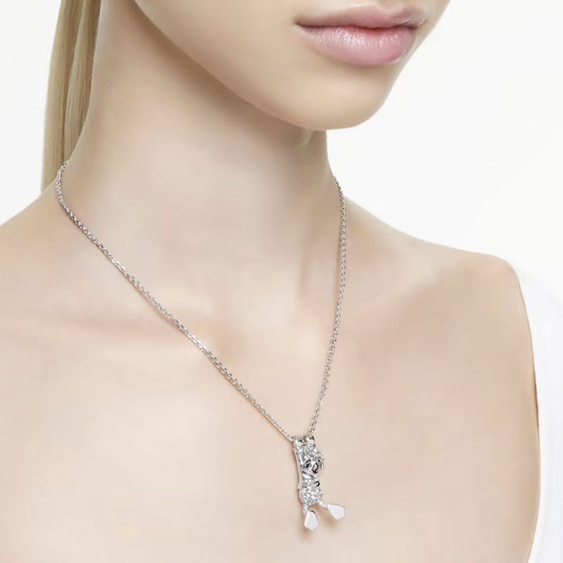Swarovski Disney Standing Donald Duck Pendant, White and Rhodium Plated
