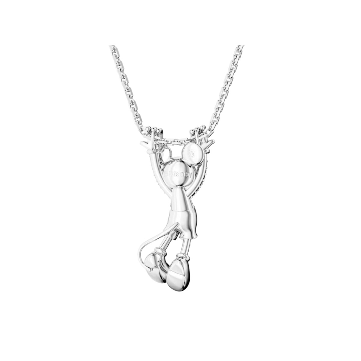 Swarovski Disney Standing Mickey Mouse Pendant, White and Rhodium Plated