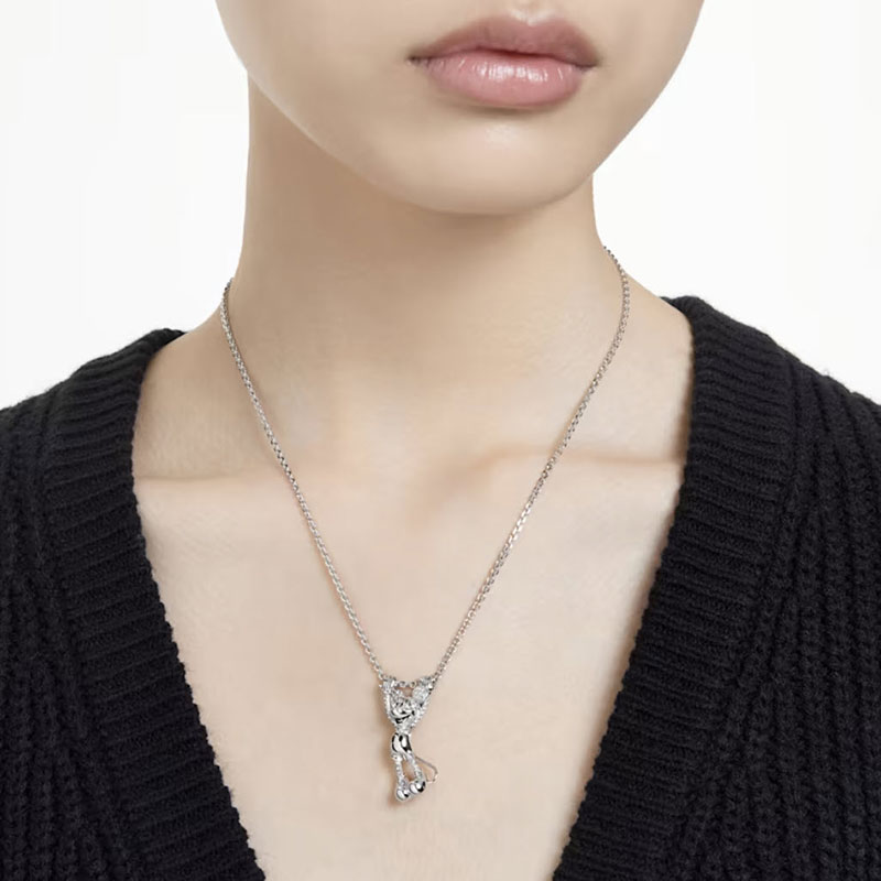 Swarovski Disney Standing Mickey Mouse Pendant, White and Rhodium Plated