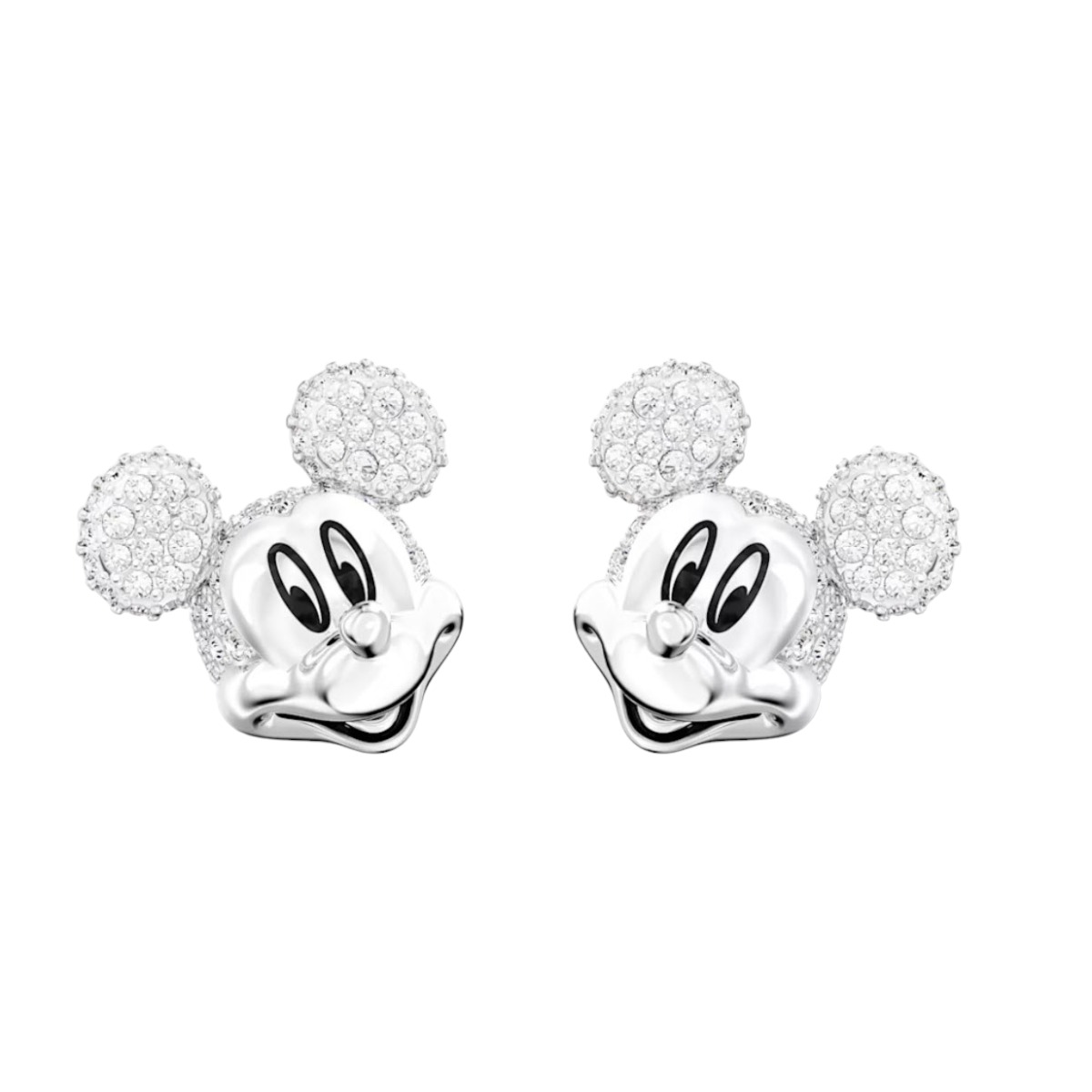 Swarovski Disney Mickey Mouse Stud Earrings, White and Rhodium