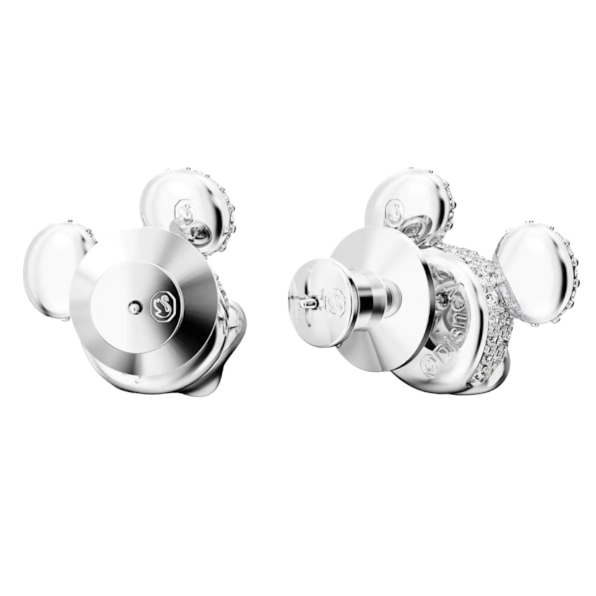 Swarovski Disney Mickey Mouse Stud Earrings, White and Rhodium Plated
