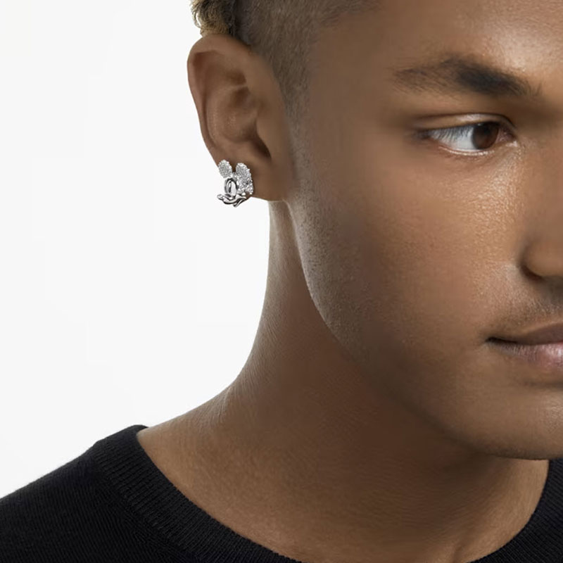 Swarovski Disney Mickey Mouse Stud Earrings, White and Rhodium Plated