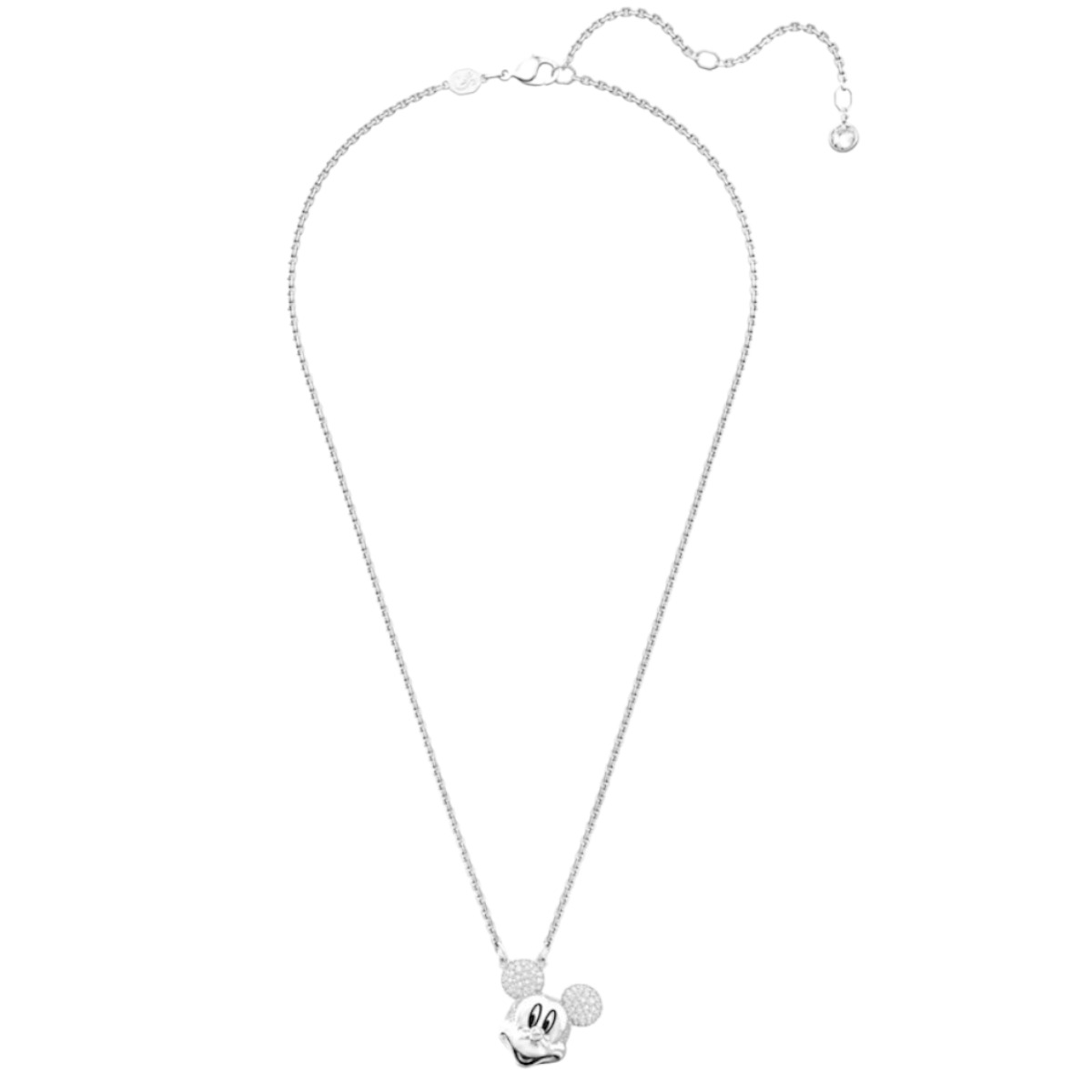 Swarovski Disney Mickey Mouse Pendant, White and Rhodium Plated