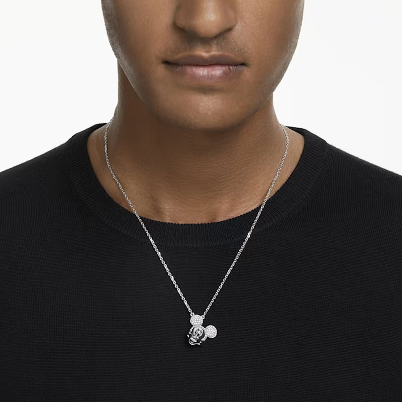 Swarovski Disney Mickey Mouse Pendant, White and Rhodium Plated