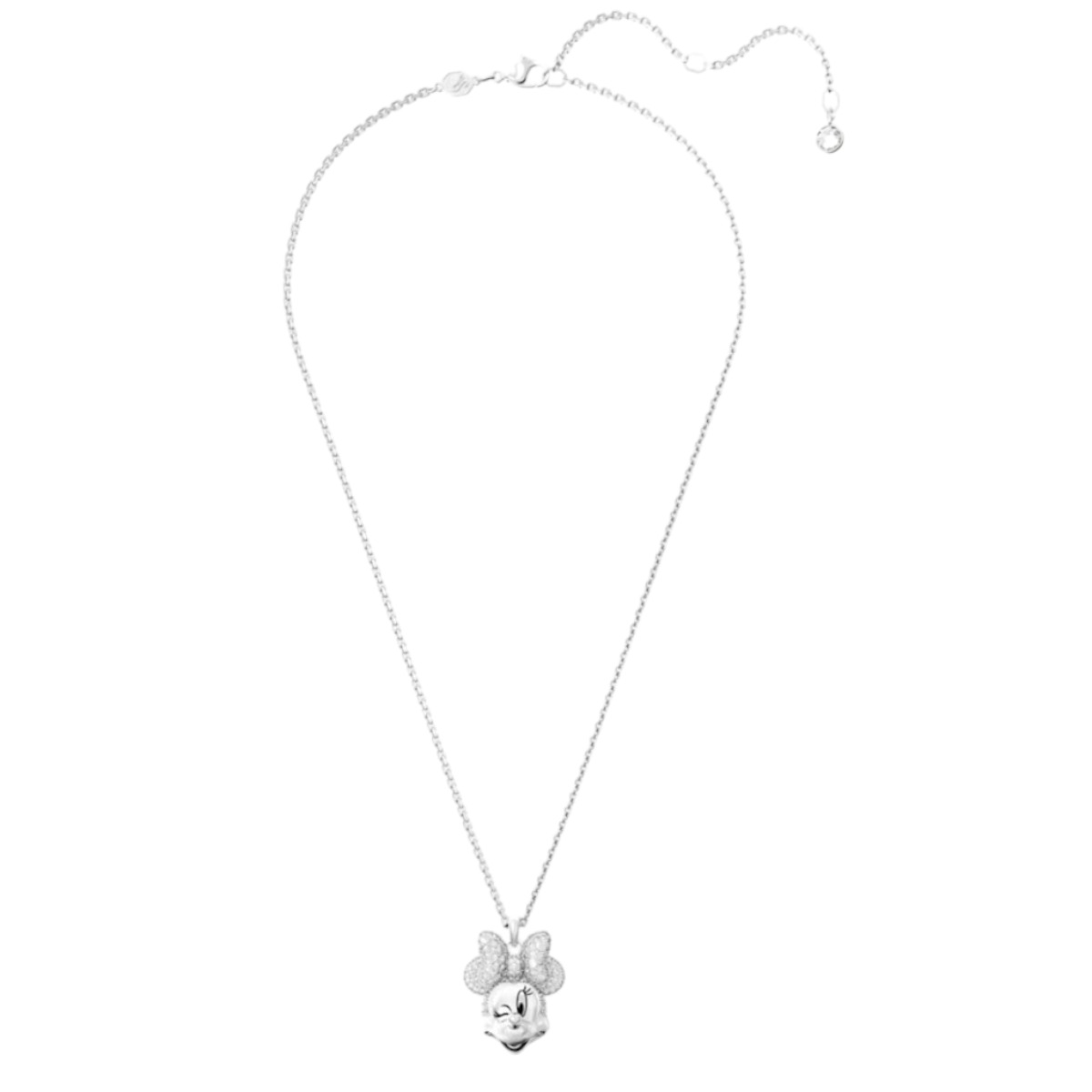 Swarovski Disney Minnie Mouse Pendant, White and Rhodium Plated