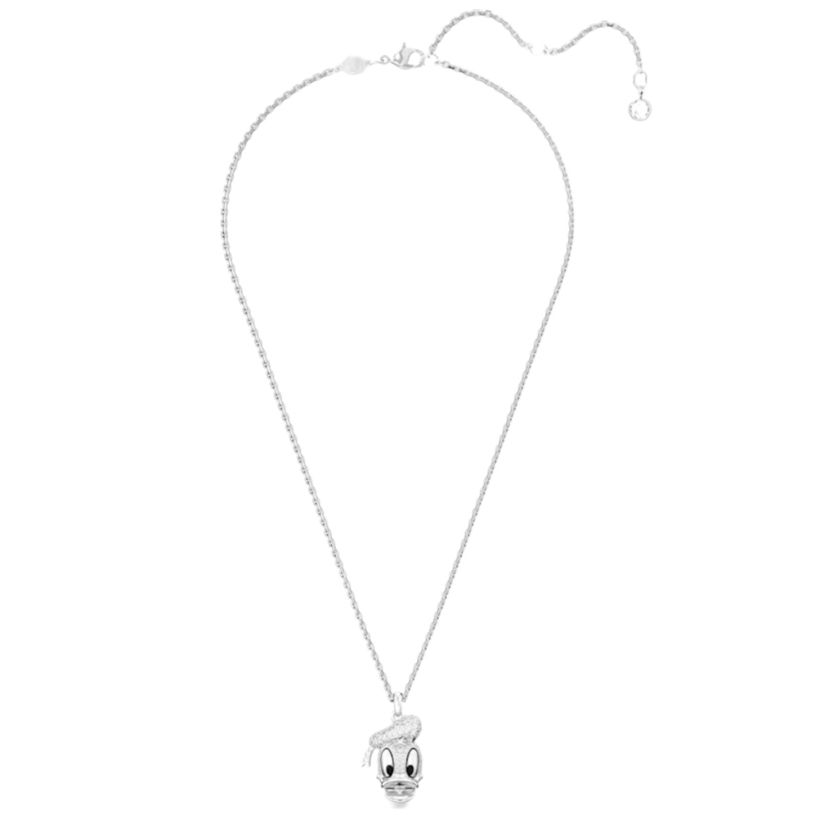 Swarovski Disney Donald Duck Pendant, White and Rhodium Plated