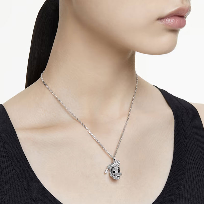 Swarovski Disney Donald Duck Pendant, White and Rhodium Plated