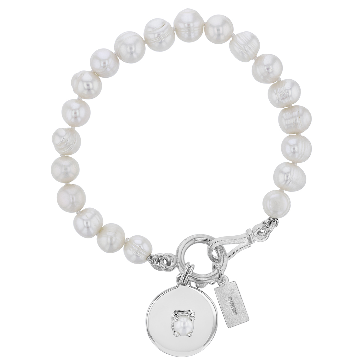 Pearly Girls Ring Pearl Disc Bracelet, 7.5