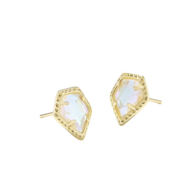 Kendra Scott Tessa Yellow Gold Tone Framed Stud Earrings in Dichroic Glass