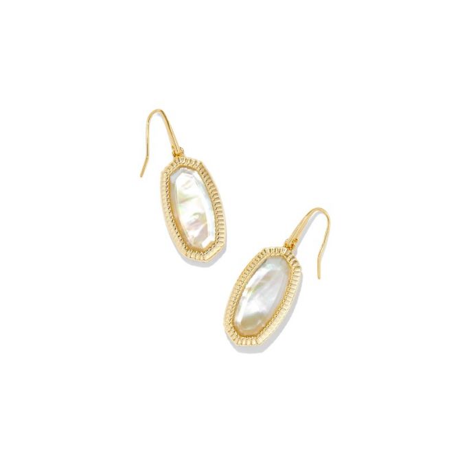 Kendra Scott Dani Yellow Gold Ridge Frame Drop Earrings in Golden Abalone