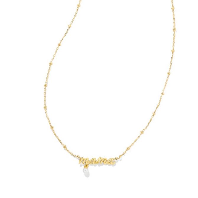 Kendra Scott Mama Script Pendant Necklace in Yellow Gold Plate