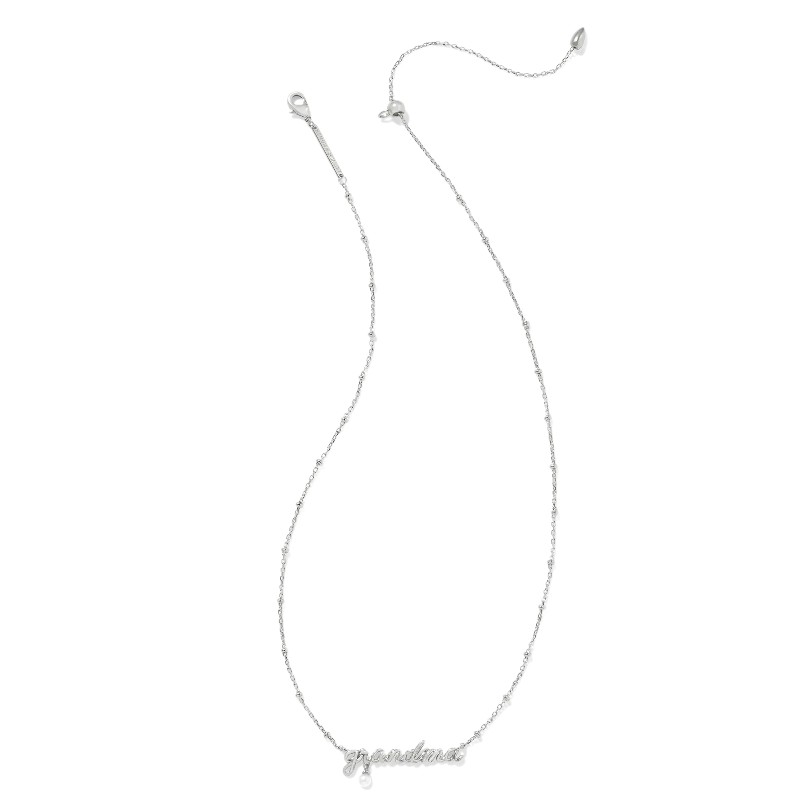Kendra Scott Grandma Script Pendant Necklace in Silver