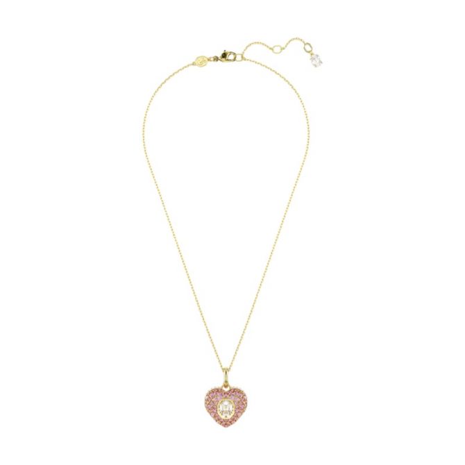 Swarovski Hyperbola Octagon Cut Heart Pendant Necklace, Pink and