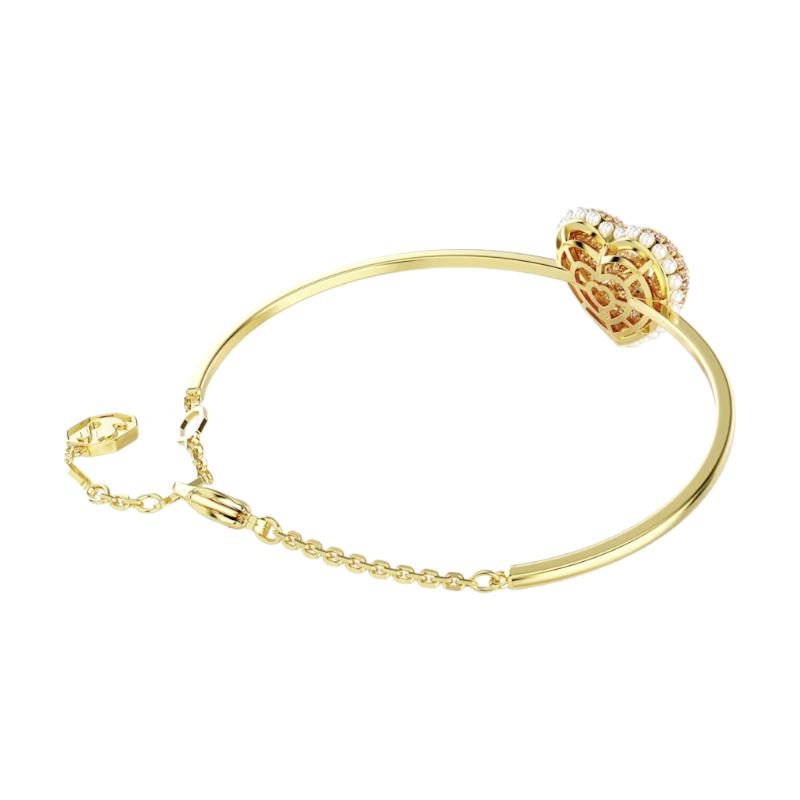 Swarovski Hyperbola Heart Bangle, Pink and Gold Tone Plated