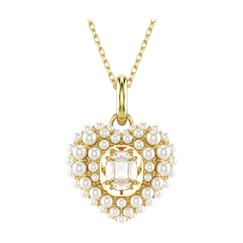 Swarovski Hyperbola Heart Pendant Necklace, White and Gold Tone Plated